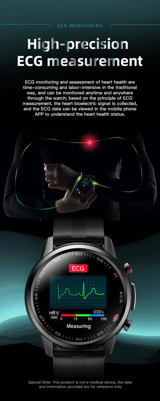 Smartwatch con monitor de sueño, contador de pasos, GPS, y glucosa no invasiva. Salud y fitness completos.