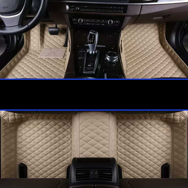 Accesorios auto: alfombrillas premium para vehículo, de cuero sintético, con base antideslizante segura.
