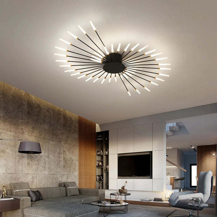 Lámpara de techo LED Asterra moderna. Diseño espiral dorado/negro, iluminación minimalista eficiente.