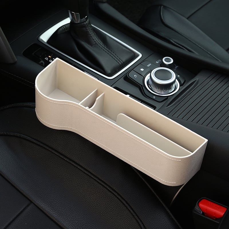 Accesorio de coche para el orden, organizador con portavasos y espacio para gadgets.
