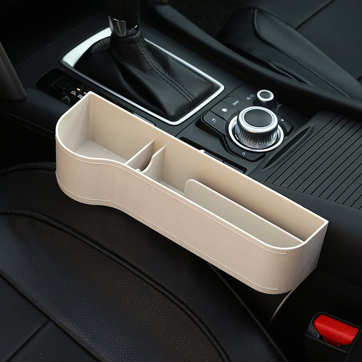 Accesorio de coche para el orden, organizador con portavasos y espacio para gadgets.