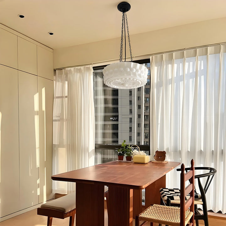 Lámpara de techo industrial cilíndrica de hierro y vidrio, ideal para decoración moderna.