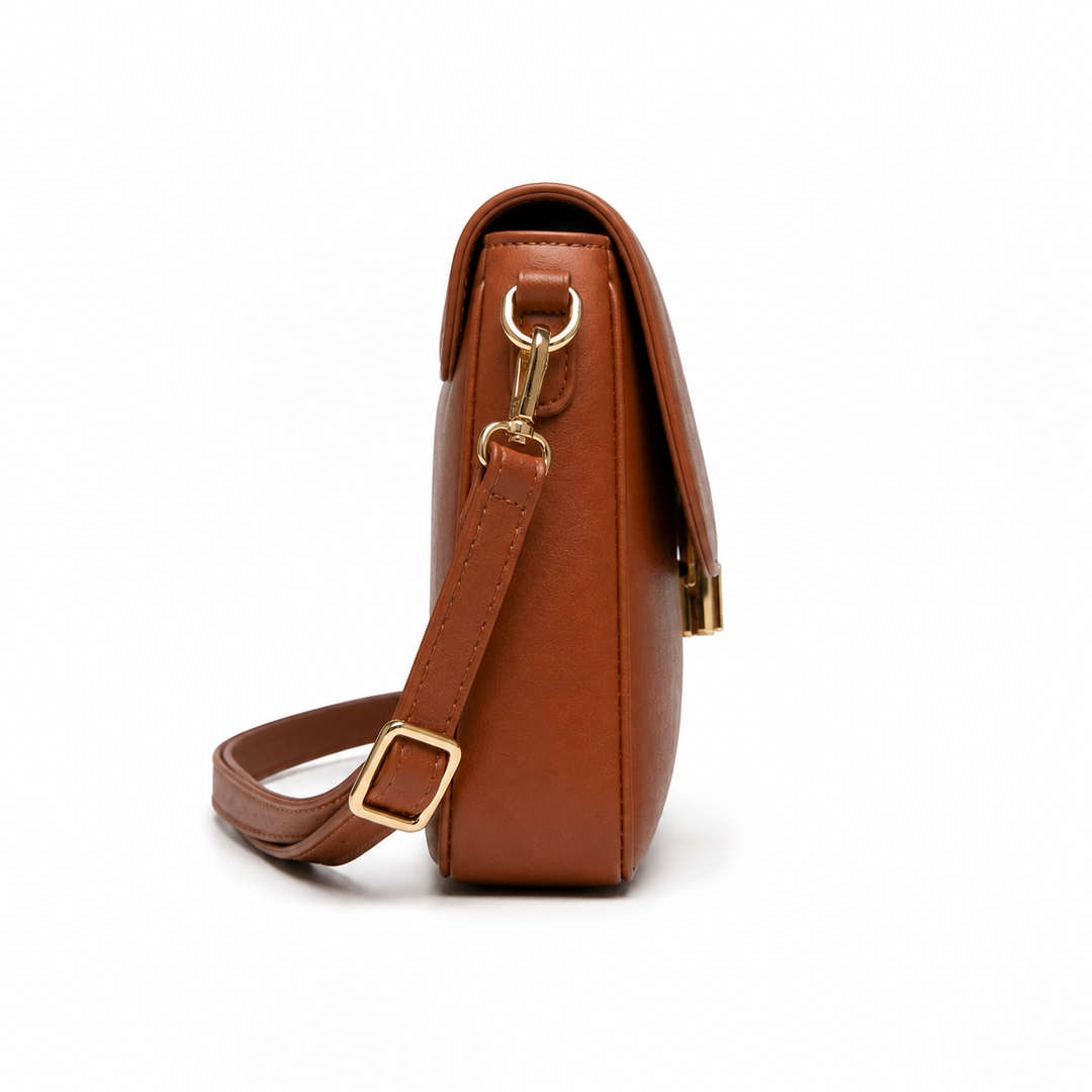 Bolso bandolera marrón de mujer. Cuero sintético de alta calidad, estilo elegante y duradero.