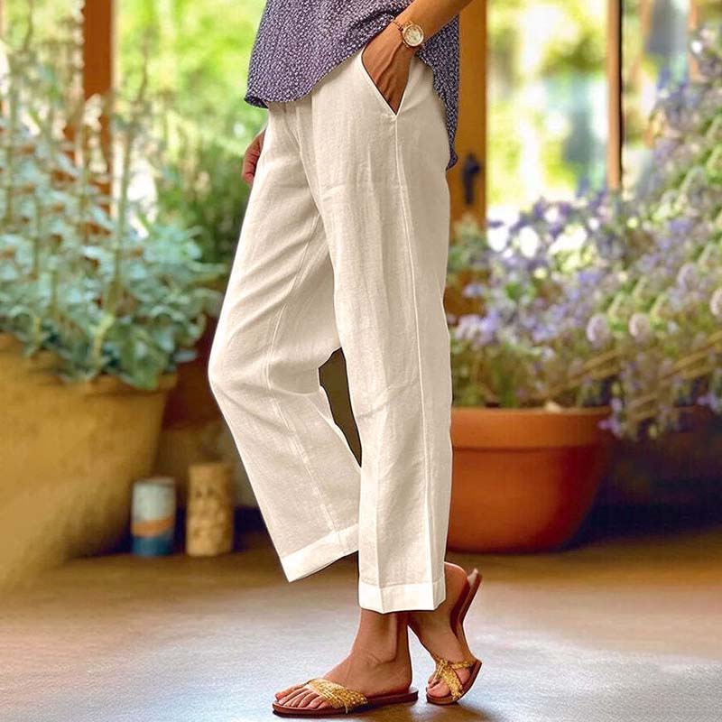 Pantalón Natalia casual-elegante de corte recto para mujer, versátil para día o noche, cintura alta.