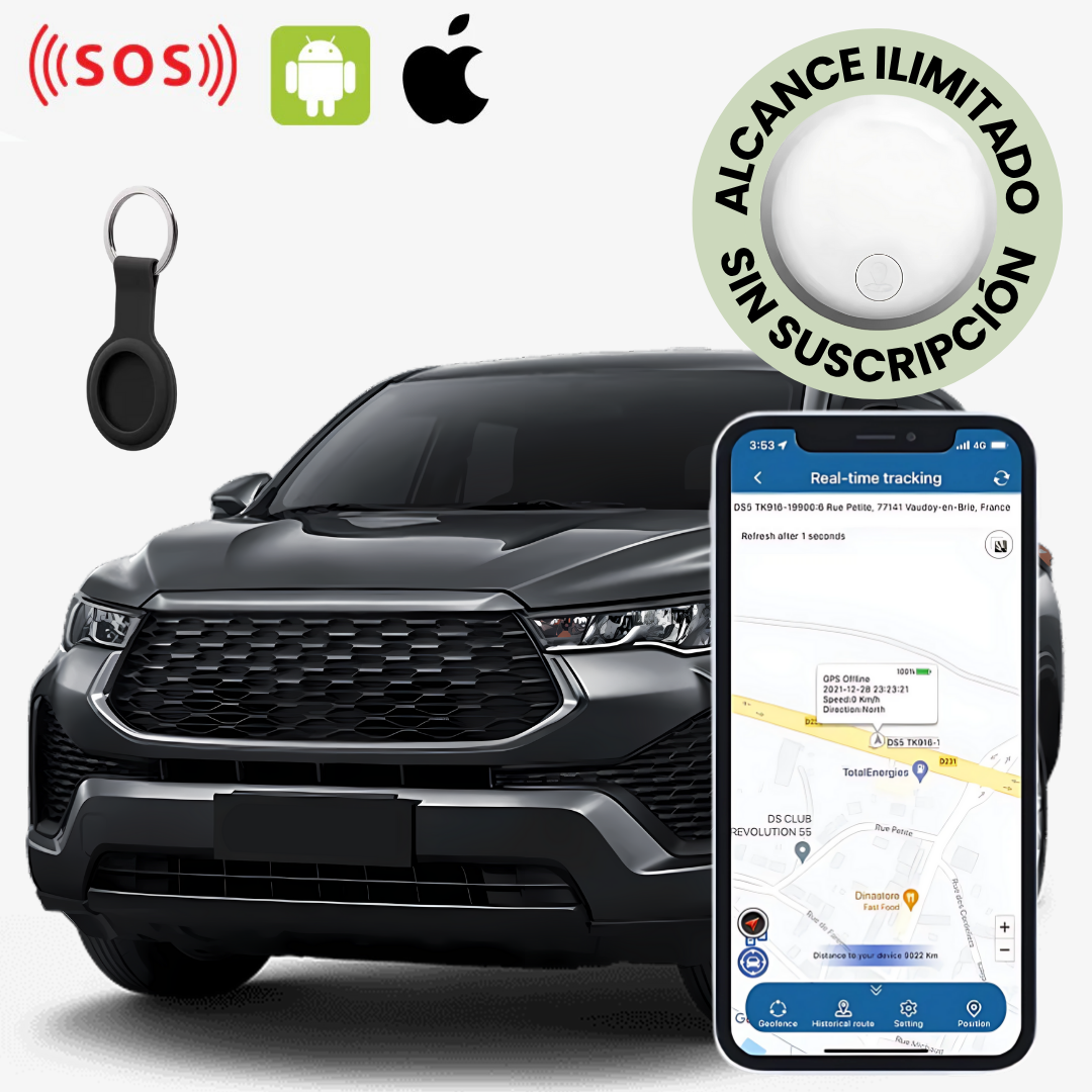 Rastreador GPS universal para vehículos. Localizador antirrobo sin suscripción mensual. Rastreo en tiempo real.