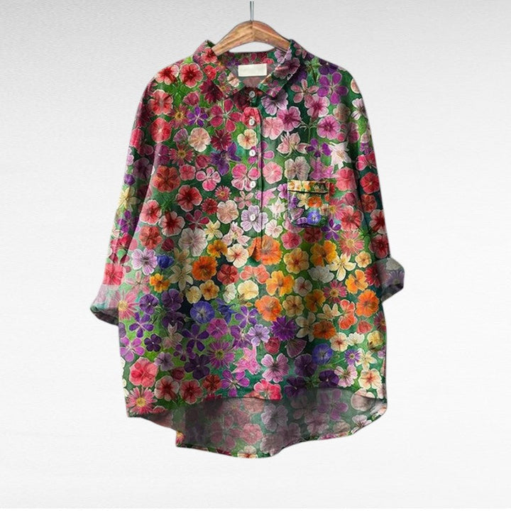Blusa estampada de mujer, moda casual y transpirable. Perfecta para el verano, look fresco.