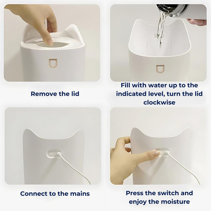 Humidificador silencioso 3000ml, ideal para purificar el aire y crear un ambiente confortable.