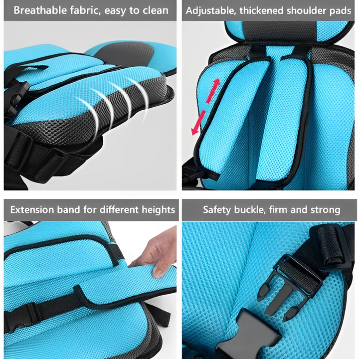 Silla auto bebe plegable y ligera, facilita viajes seguros y sin esfuerzo para niños.