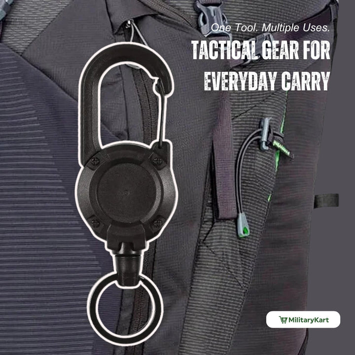 Llavero retráctil táctico unisex, ideal para acceso rápido a herramientas y llaves con seguridad.