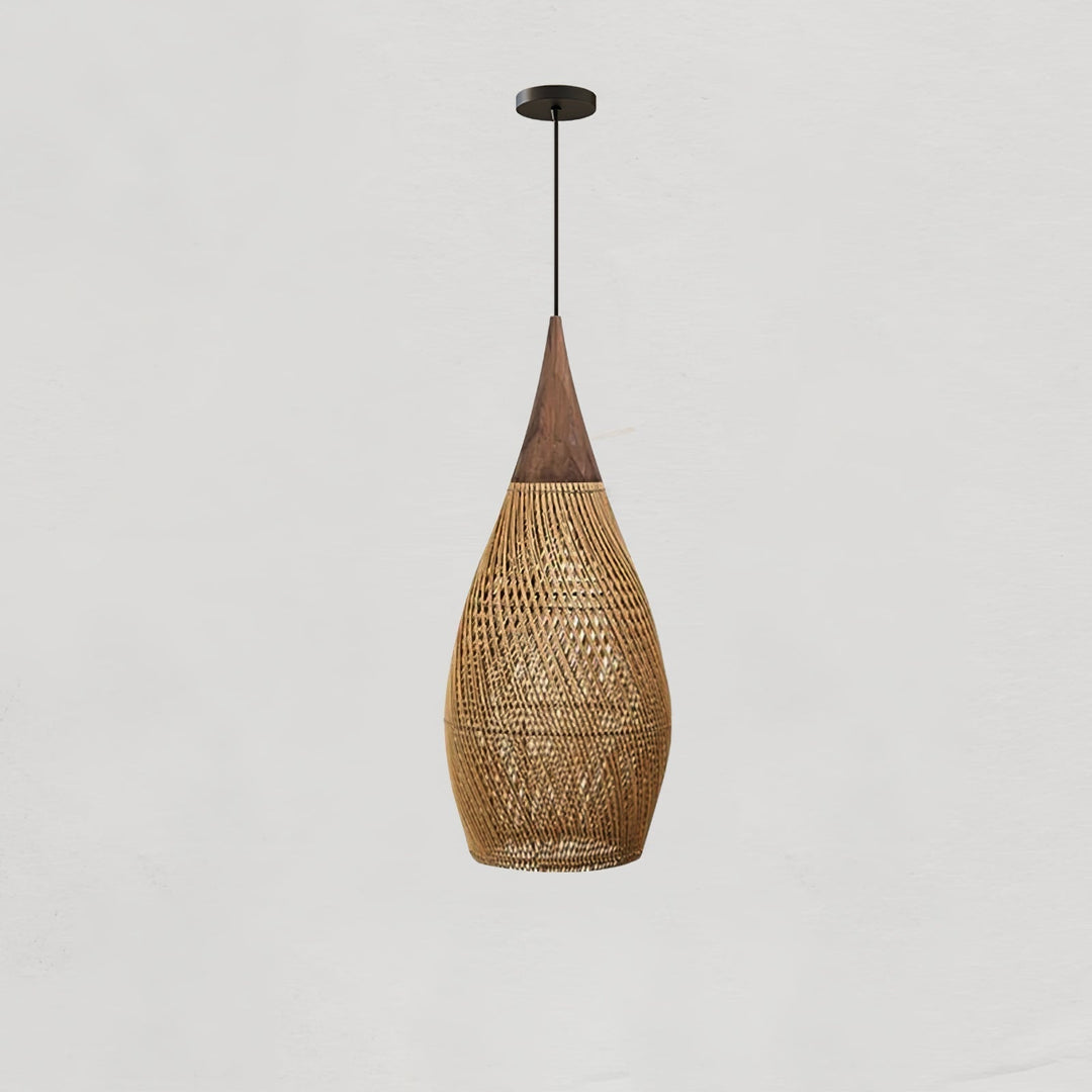 Lámpara colgante estilo arpa para iluminación cálida, hecha a mano, decoración natural.