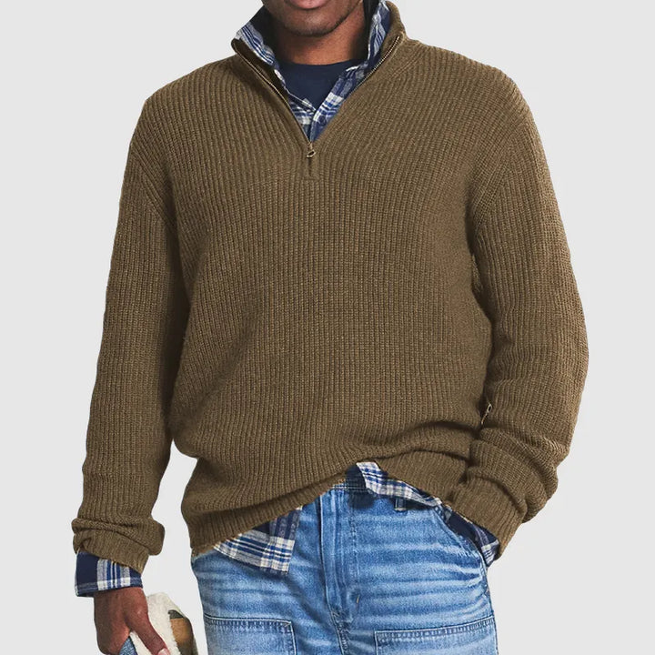 Jersey de hombre con cremallera, estilo moderno y elegante. Suéter versátil de moda masculina para otoño-invierno.