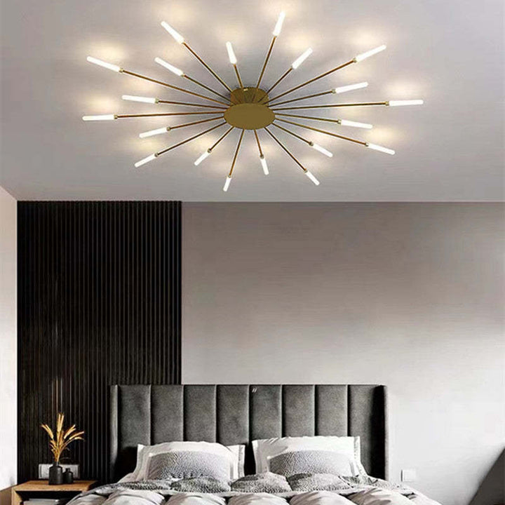 Lámpara de techo LED negra, luz regulable. Diseño moderno y eficiente para iluminar el dormitorio.