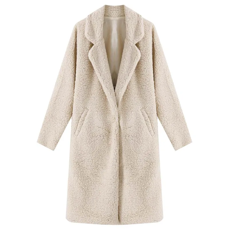 Abrigo largo de teddy, textura de borreguito, para mujer, ideal contra el frío y la moda.