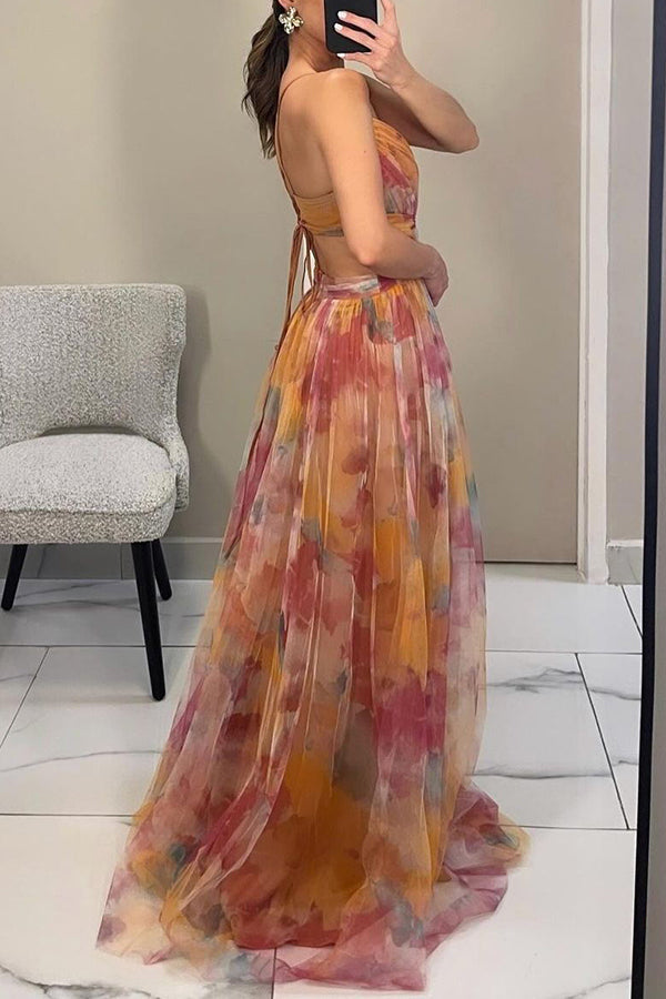 Vestido largo floral para mujer. Moda veraniega y primaveral, estilo fluido y elegante para cualquier ocasión.