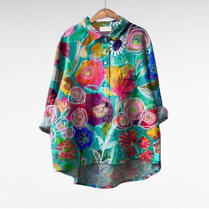 Blusa elegante estampada para mujer, confort y moda. Estilo casual de verano.