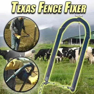 Texas Fence Fixer: Herramienta agrícola de metal para reparación rápida y sencilla de cercas en granjas.