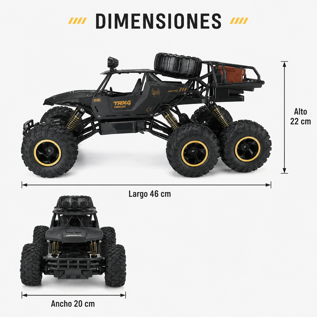 Regalo perfecto: camión monster truck RC de 6 ruedas todoterreno para adultos y niños.