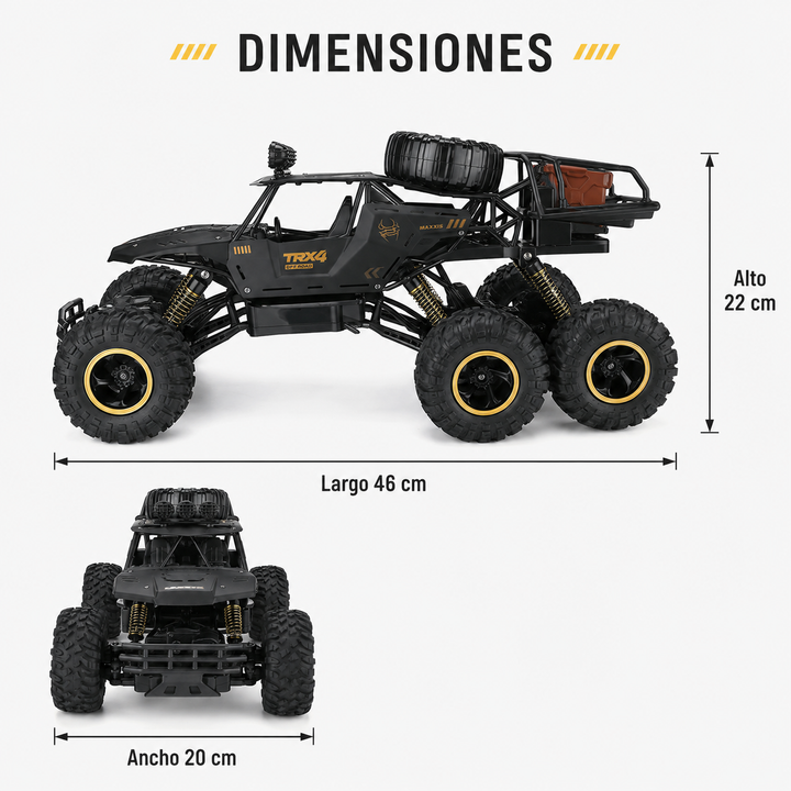 Regalo perfecto: camión monster truck RC de 6 ruedas todoterreno para adultos y niños.