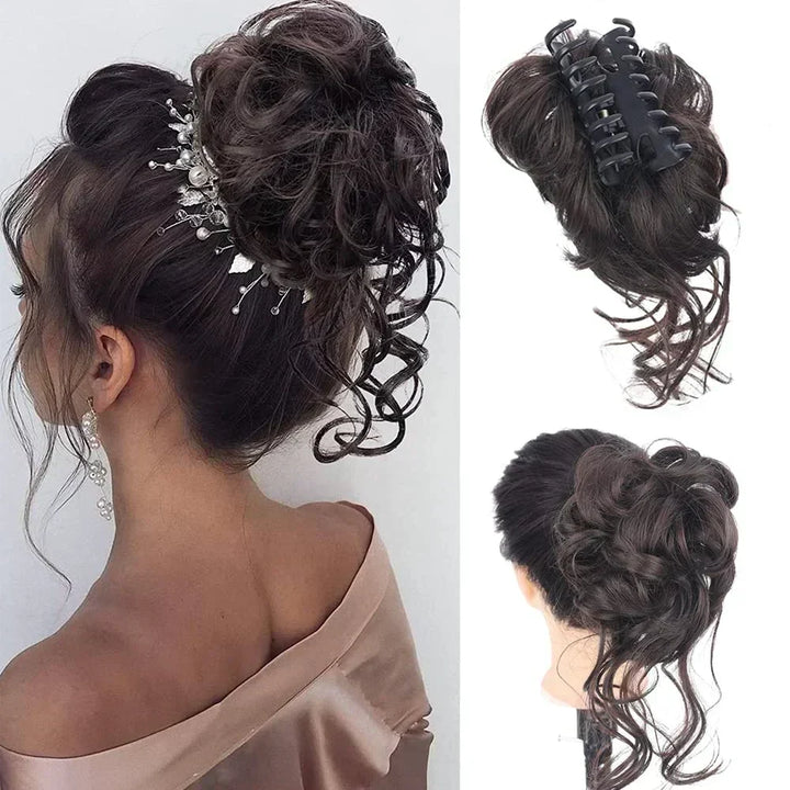 Peinado rápido con moño rizado. Estilo impecable y volumen extra en segundos.