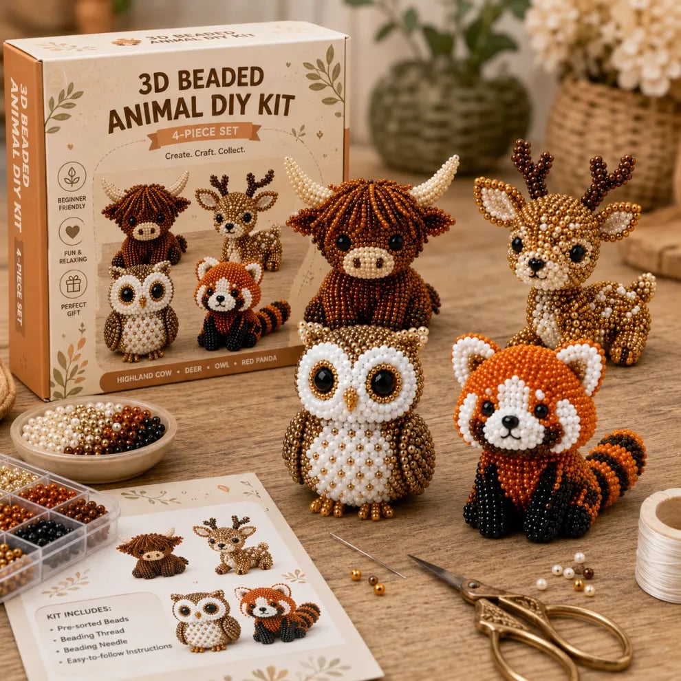 Kit de manualidades 3D con cuentas para crear figuras de animales en miniatura, set creativo.