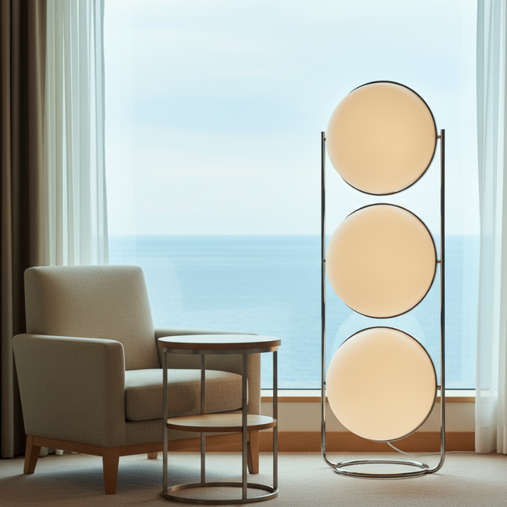 Lámpara de pie de metal, diseño minimalista, iluminación moderna para salón y dormitorio.