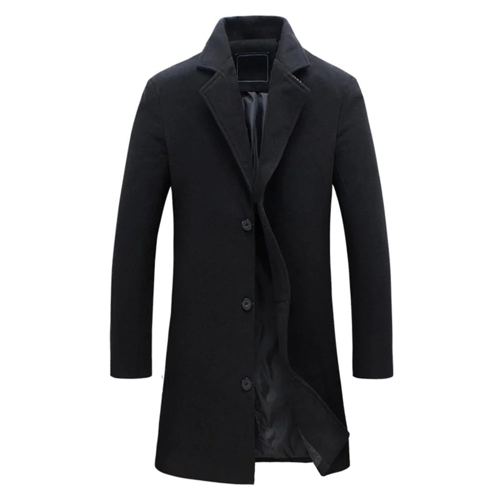 Gabardina gris de hombre, abrigo largo clásico para invierno. Moda masculina elegante y casual, versátil y sofisticada.