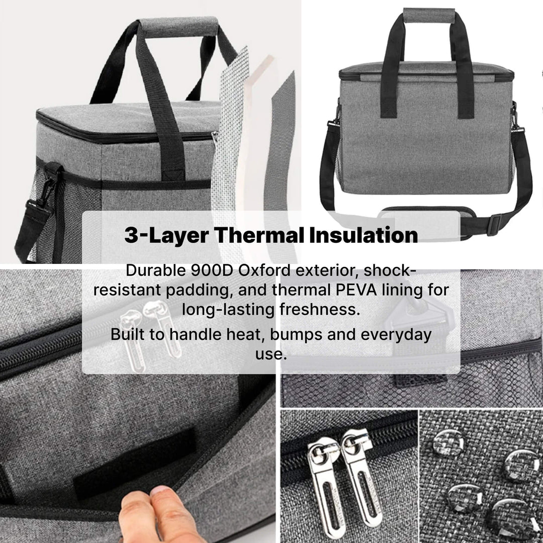 Mantén tus alimentos y bebidas frescas con esta bolsa térmica 33L, ideal para cualquier aventura exterior.