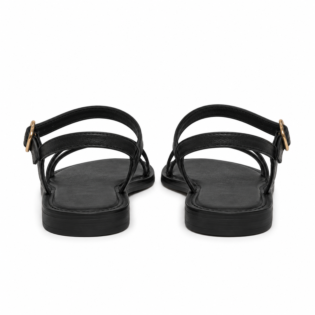 Sandalias de verano para mujer, color negro, con tiras cruzadas que ofrecen comodidad y elegancia en tu outfit.