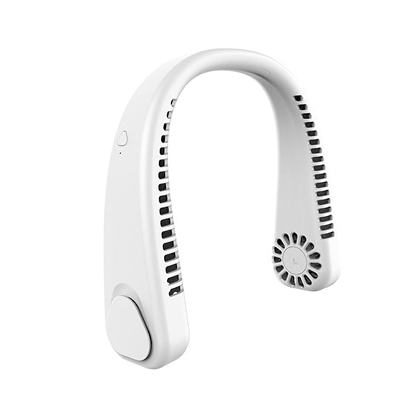 Ventilador personal recargable para cuello, perfecto en viajes, deporte y oficina. Aire fresco.