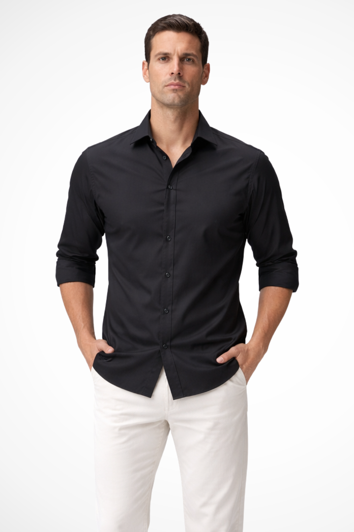 Camisa business casual hombre manga larga. Elegante y confortable para la oficina o eventos. Estilo versátil.