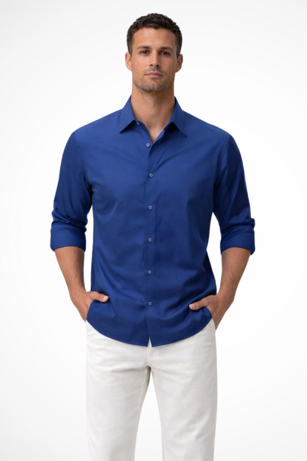 Camisa caqui de hombre manga larga, estilo casual, ideal para oficina o atuendos diarios. Moda cómoda.
