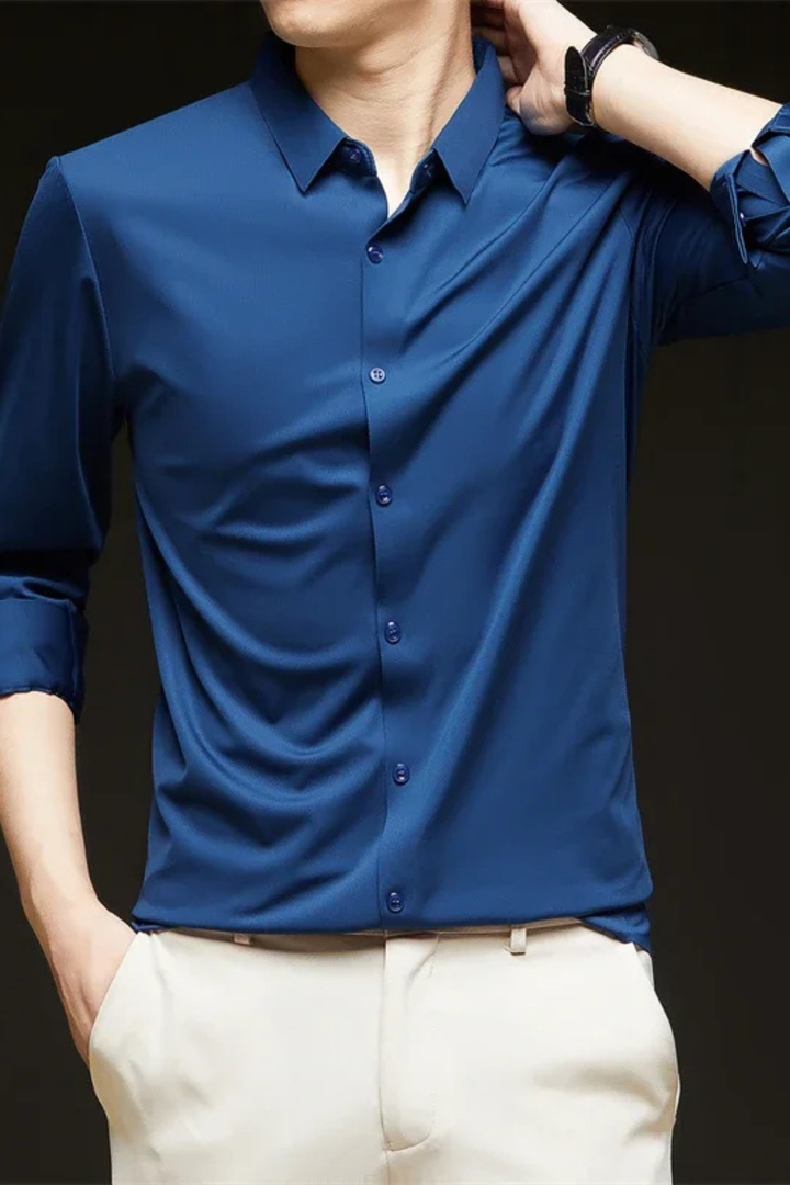 Camisa de hombre casual con botones y manga larga, perfecta para un look versátil y cómodo. Ropa masculina.
