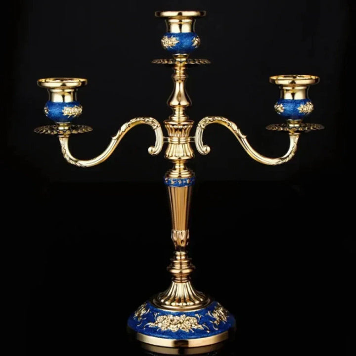 Lámpara de araña de lujo para velas, estilo barroco europeo, plateado, decoración top.