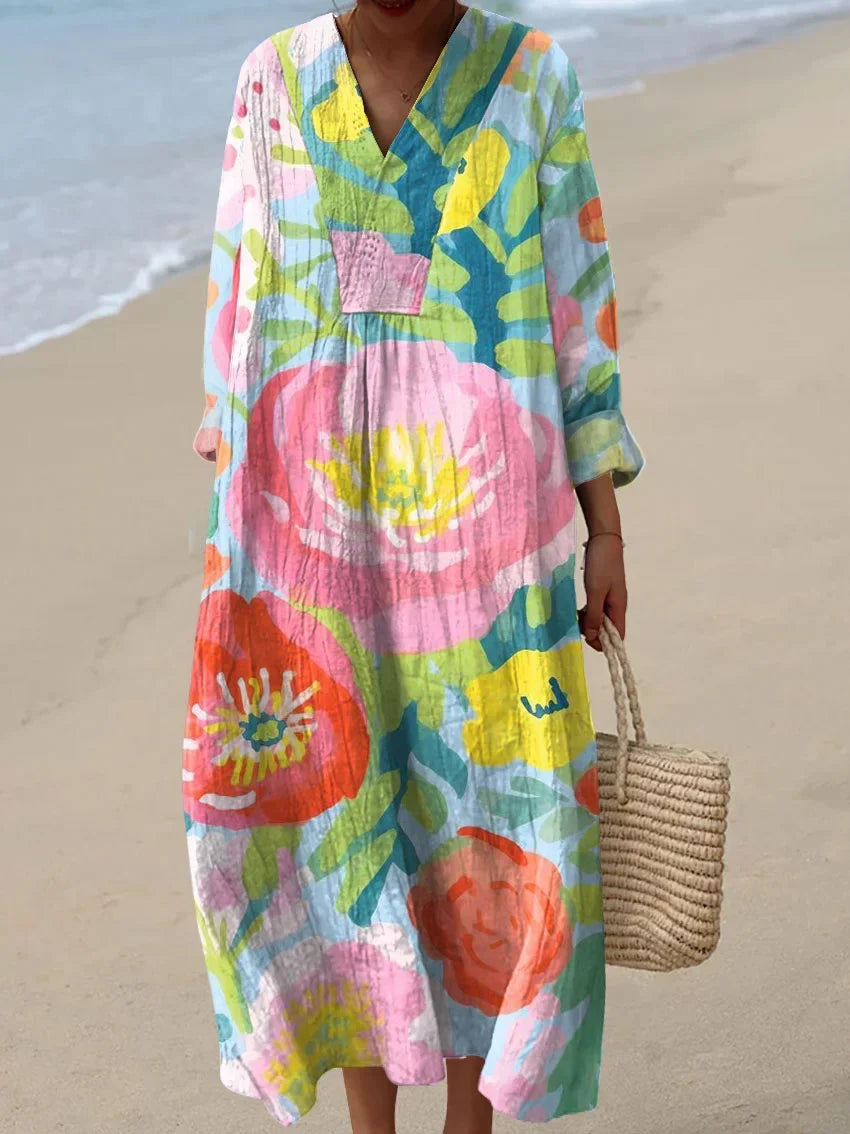 Vestido fluido casual para mujeres, ideal primavera-verano, estilo minimalista cómodo a la rodilla, elegante.