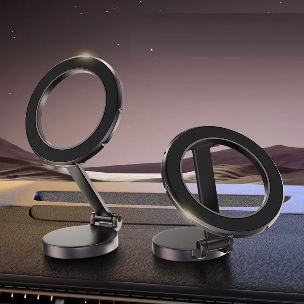 Soporte robusto y plegable 360° magnético para teléfono de coche, accesorio duradero de alta calidad.