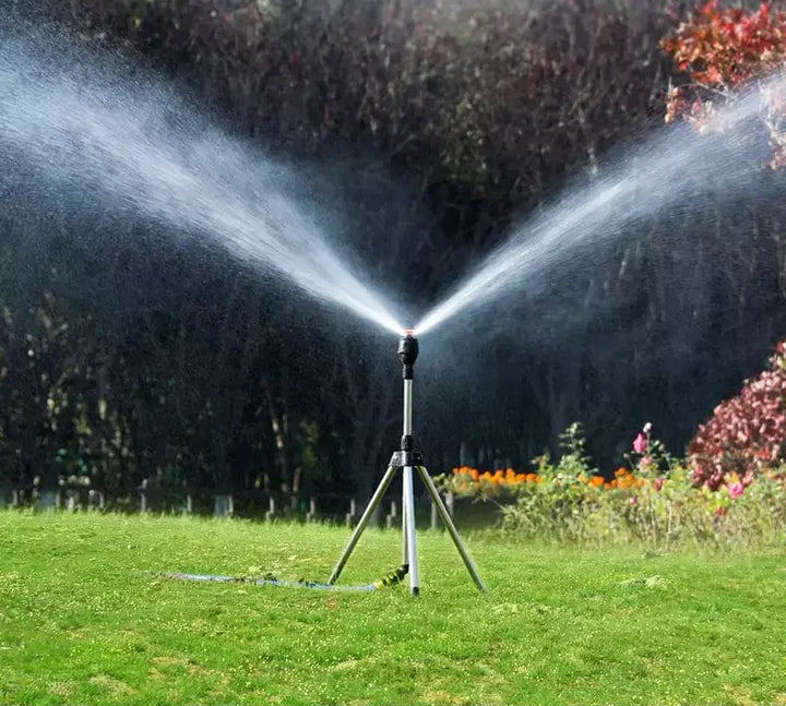 Aspersor de agua eficiente para riego sostenible en jardines y exteriores.