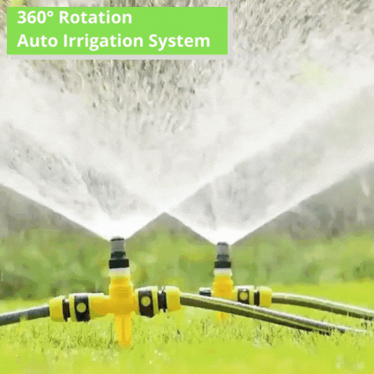 Kit de 2 aspersores de jardín universales con espiga, riego automático 360° para tu manguera.