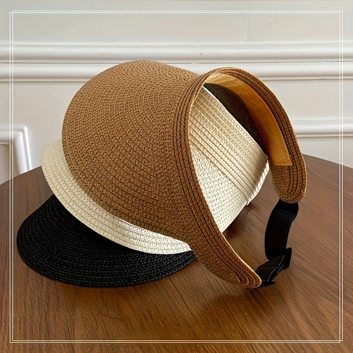 Sombrero de sol unisex plegable con ala ancha, protección UV. Ideal para playa y vacaciones de verano.