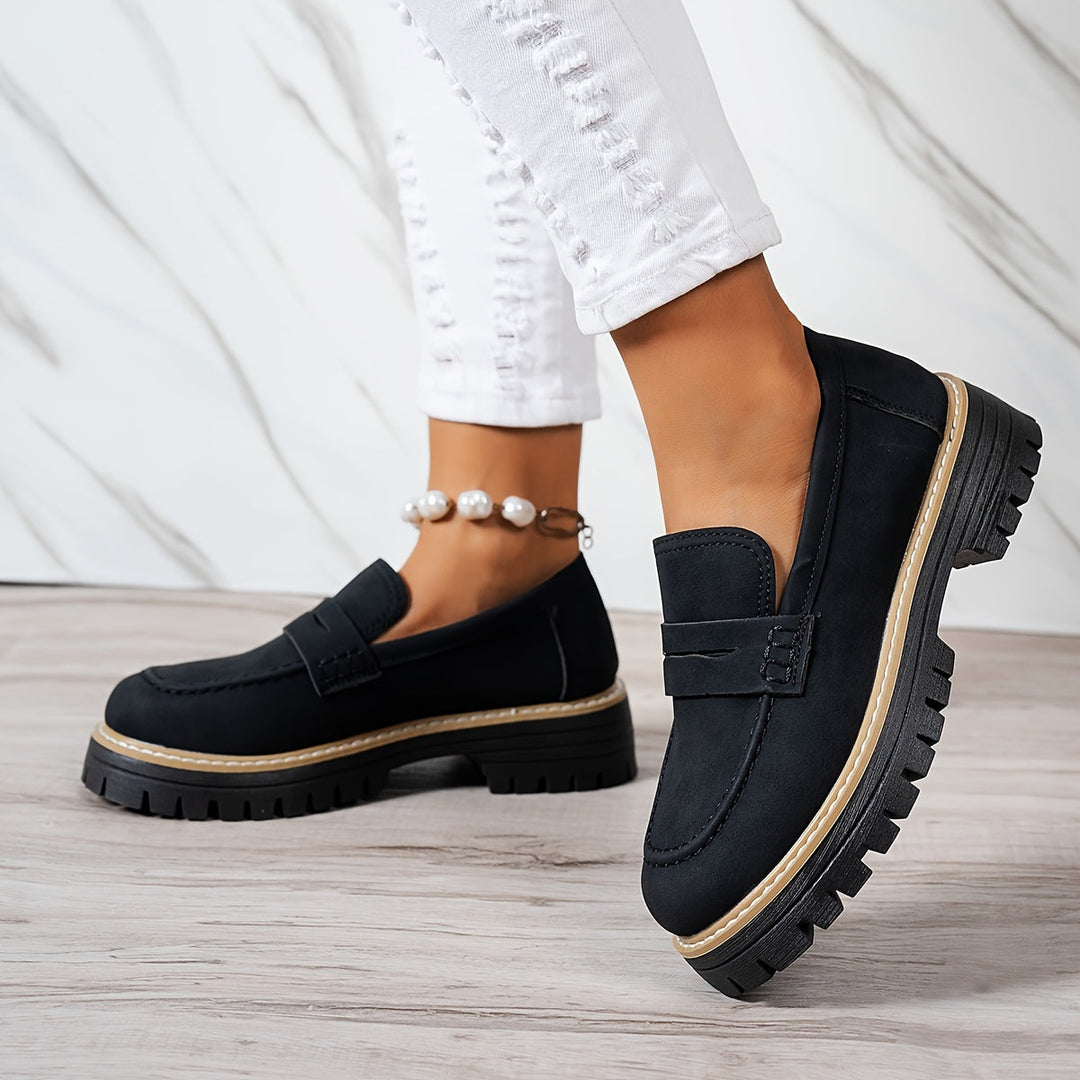 Mocasines mujer retro, suela gruesa, cómodos, ideales para primavera y otoño.