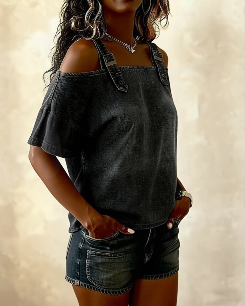Blusa de mezclilla para mujer, estilo fresco y moderno, ideal para climas cálidos.