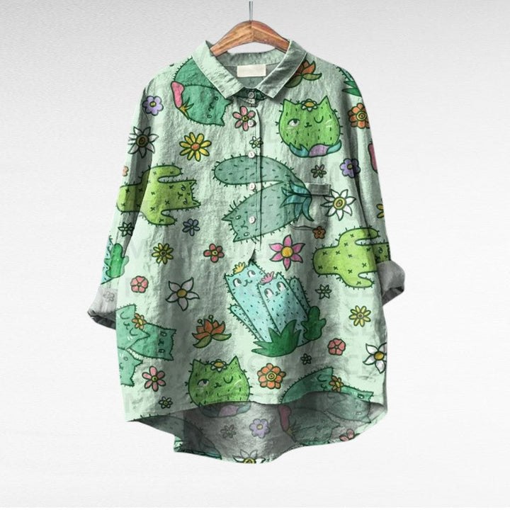 Blusa de mujer para primavera/verano, estampada. Moda vintage, casual y muy cómoda.