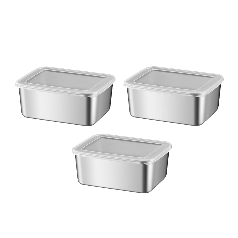 Set de fiambreras de acero inoxidable. Ideal para la familia, almacenamiento de alimentos seguro.