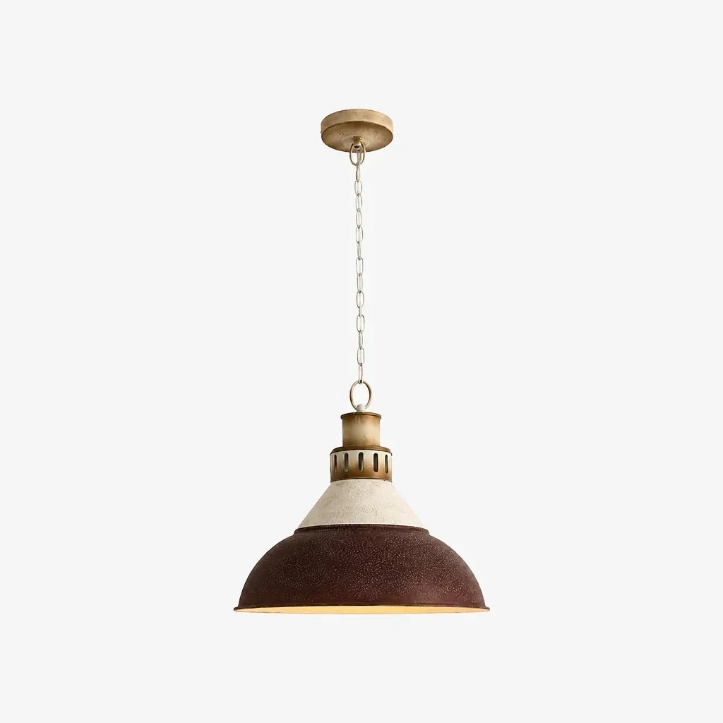 Lámpara colgante domo industrial con cadena, ideal para múltiples espacios: comedor, cocina, loft moderno.