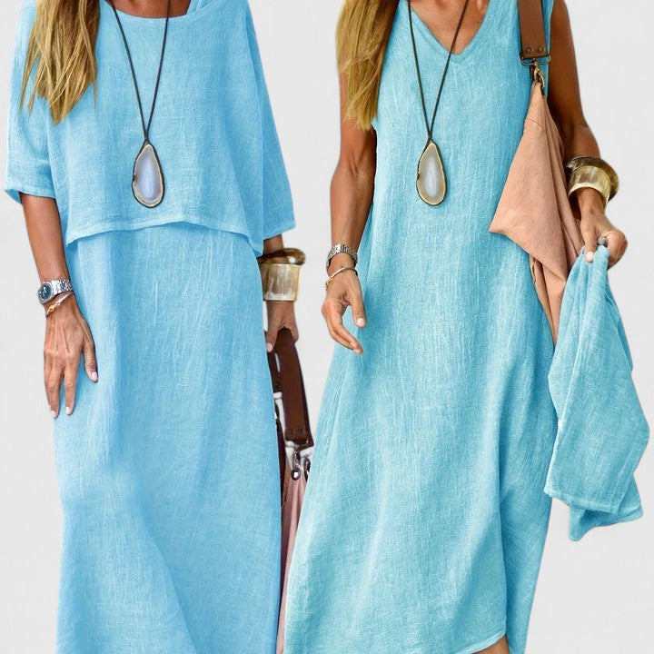 Conjunto de moda para mujer, dos piezas modernas que ofrecen estilo y confort para el verano.