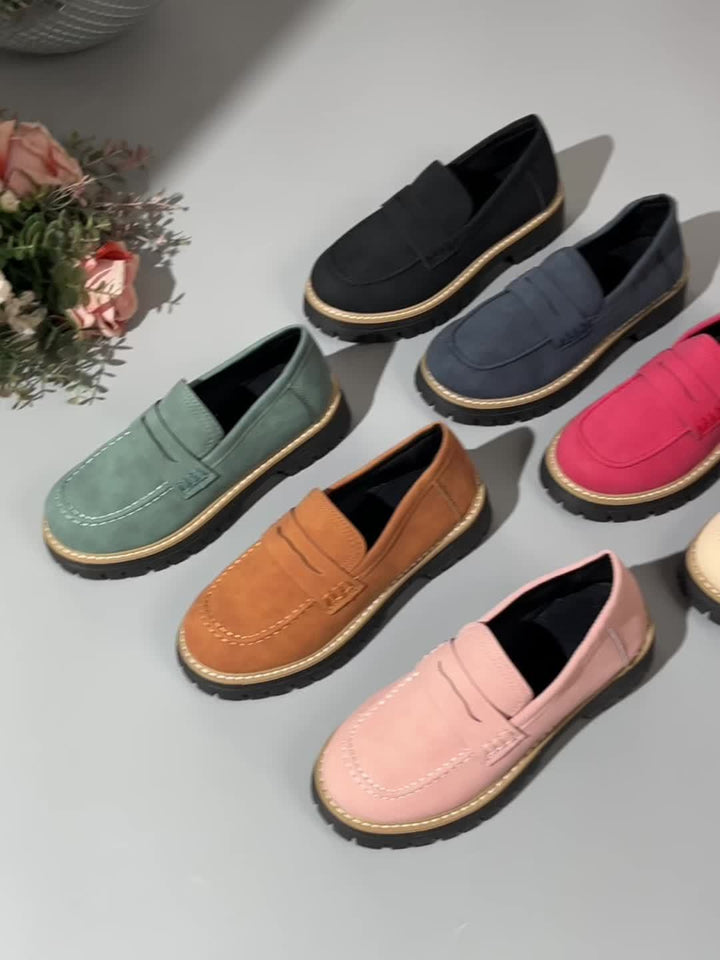 Mocasines mujer cómodos para el día a día, suela gruesa y diseño retro.