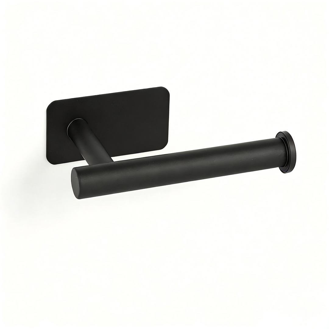 Organizador de pared de acero inoxidable para toallas de papel en la cocina.