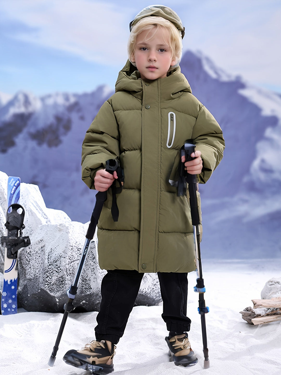 Chaqueta acolchada con capucha para niños y niñas, ideal para el invierno y el frío.