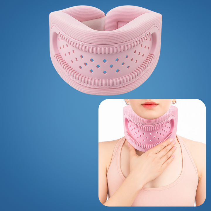 Soporte de cuello blanco, ligero y transpirable, para corregir la postura y reducir el dolor cervical.