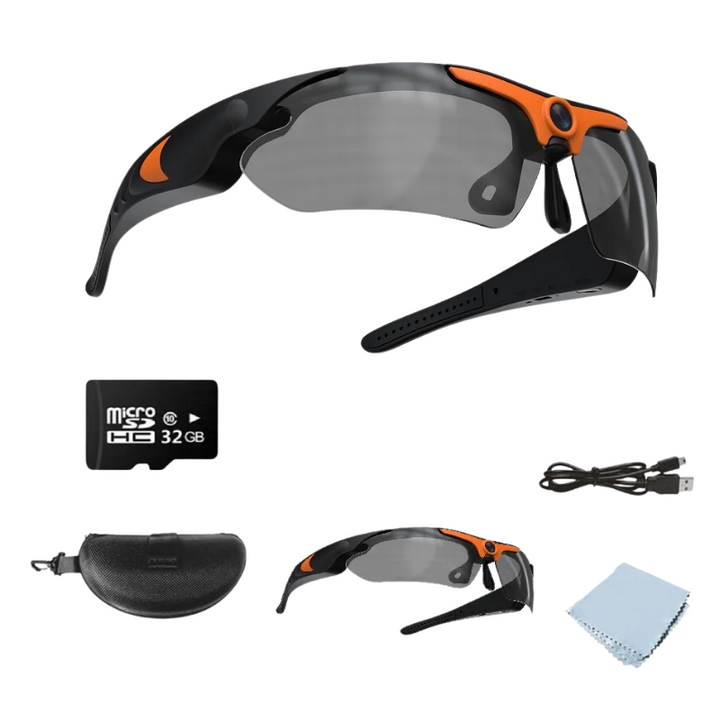 Gafas de sol unisex polarizadas con cámara 1080P. Graba tus aventuras al aire libre con protección UV y manos libres.