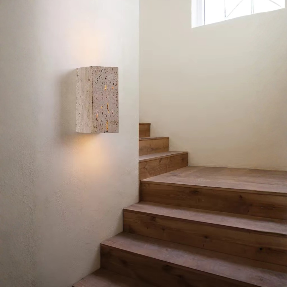 Luz de pared exterior Wabi Sabi para jardín, ambiente moderno. Lámpara LED para entrada.